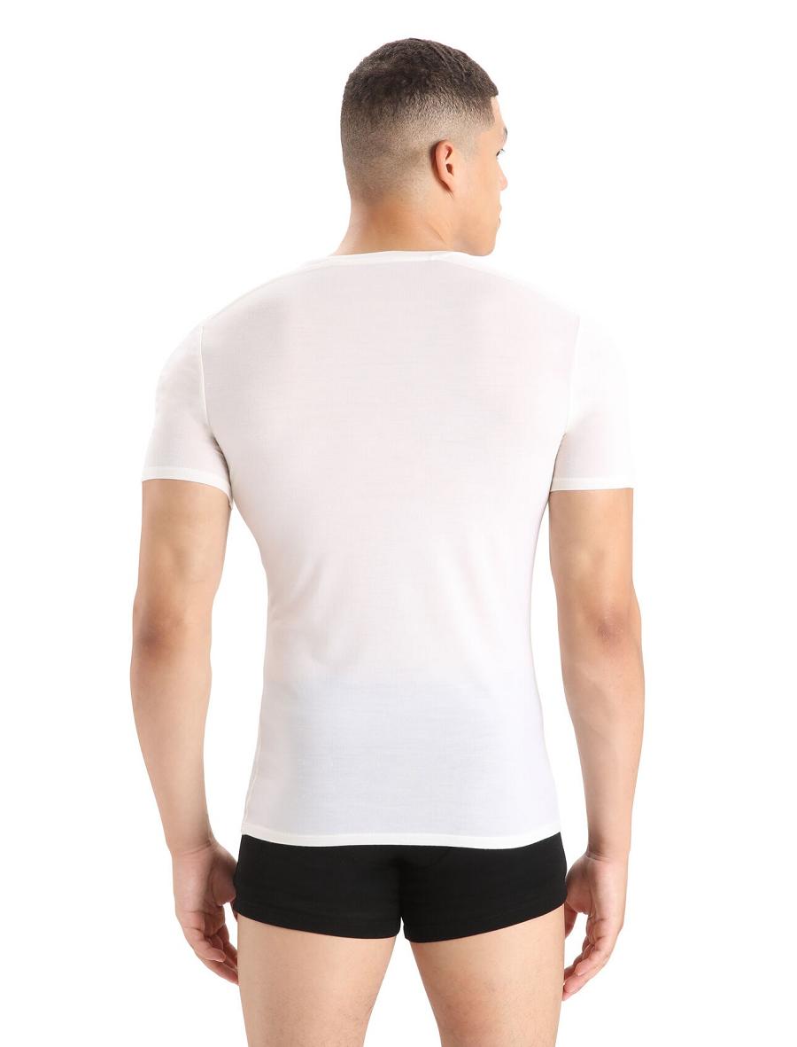 Icebreaker Merino Anatomica Rövid Sleeve V Neck T-Shirt Férfi Fehérnemű Fehér | HU 1294CTVE